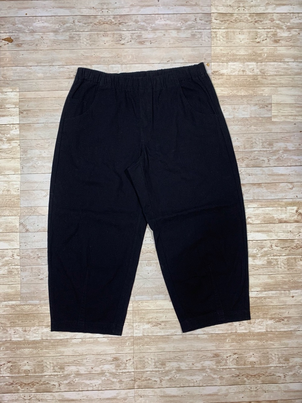 Universal Thread Wide Barrel Leg Pant Size XL Black Cotton Pull On Elastic Waist
